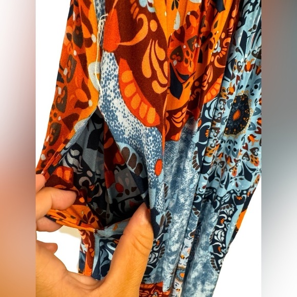 DB Moon Blue Orange Short Sleeve Dress Size L NWT - Picture 8 of 15